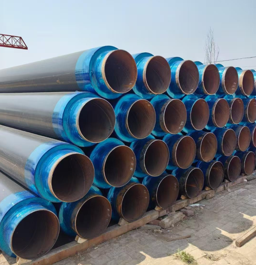 EN253 SCH40 Underground Polyurethane Foam Insulated Steel Pipe Prefabricated HDPE Jacket API Standard Cutting Welding Included